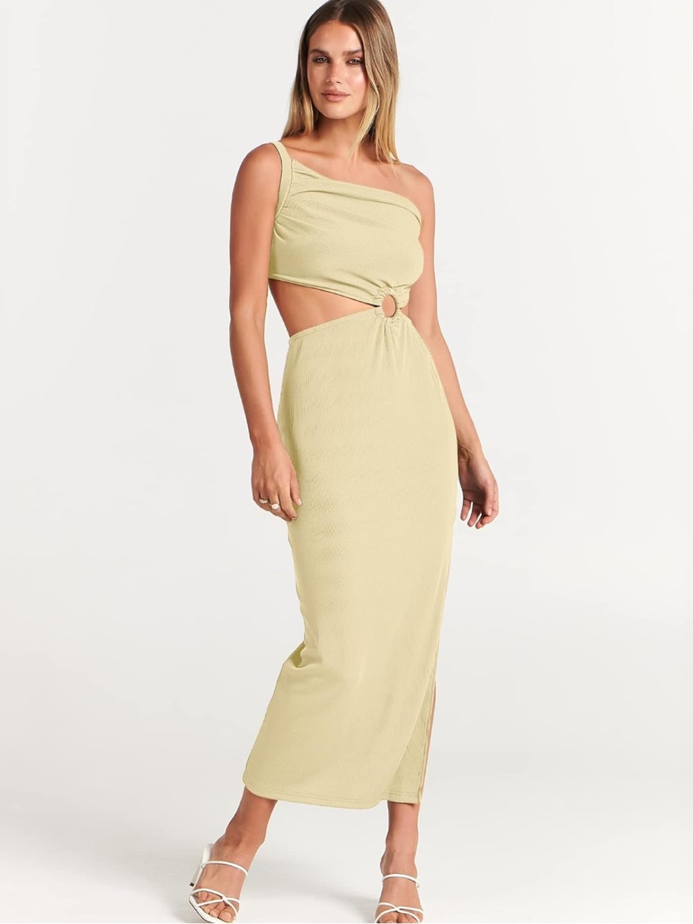 Anrabess Cream Asymmetrical Dress Size Large NWT Color: Beige #Lux-G